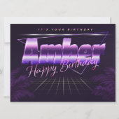 Amber Name Vorname lila retro Karte Geburtstag (Vorderseite)