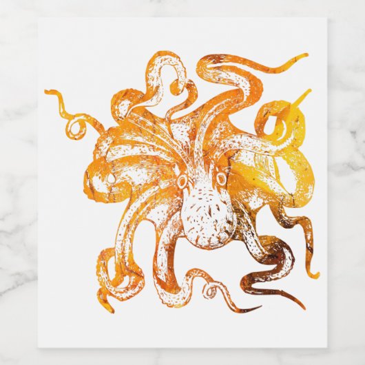 Amber-Oktopus Weinetikett (Einzelnes Label)