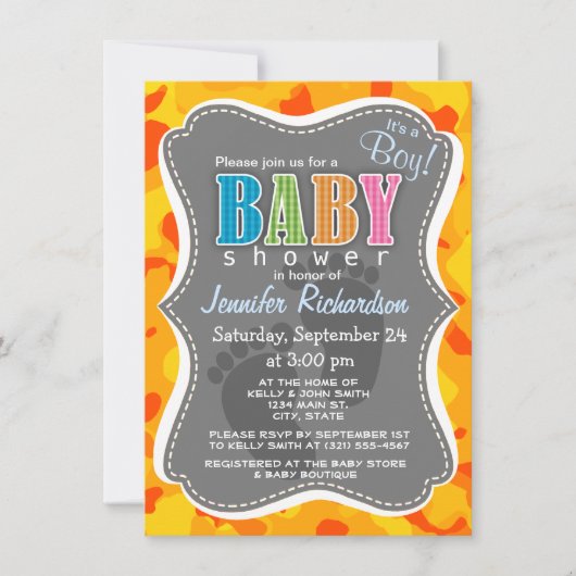 Amber Orange Camouflage; Camouflage Einladung (Vorderseite)