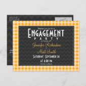 Amber Orange Gingham Engagement Party Einladungspostkarte (Vorne/Hinten)