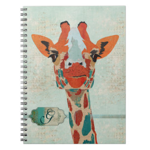 Amber Peeking Giraffe Monogramm Notizbuch Notizblock