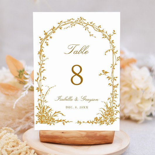 Amber Romantic Botanical Arch Garden Wedding Tischnummer