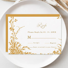 Amber Romantic Botanical Garden Wedding RSVP Karte