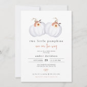 AMBER Rustic Two Little Pumpkins Twin Baby Dusche Einladung (Vorderseite)