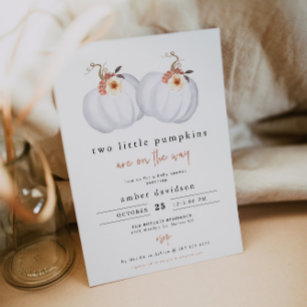 AMBER Rustic Two Little Pumpkins Twin Baby Dusche Einladung