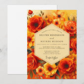 Amber Sunset Flora Wedding Einladung (Vorne/Hinten)