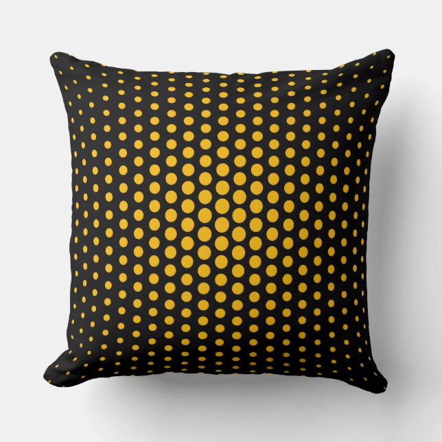Amber Techno Dots Modern Black Kissen (Vorderseite)
