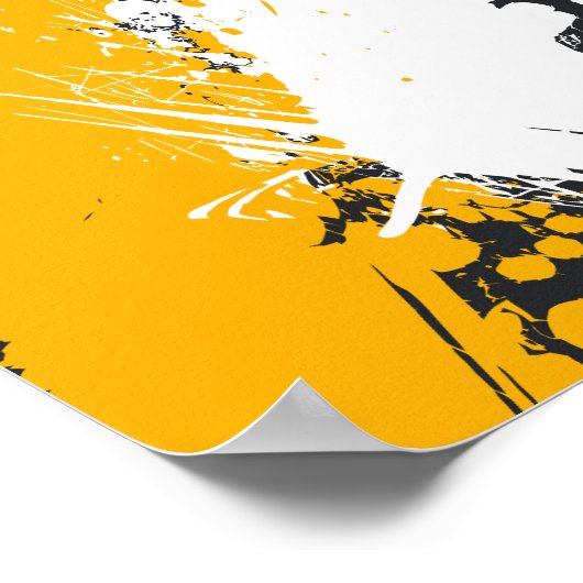 Amber und weiß Abstrakte Lackierung Poster (Ecke)