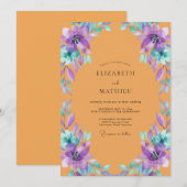 Amber Violette Bemalte Hochzeit Einladung (Vorne/Hinten)