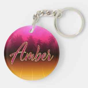 Amber Vorname Name golden pink Schlüsselanhänger