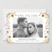 Amber Watercolor Crystals Foto Save the Date Magneteinladung (Vorderseite)