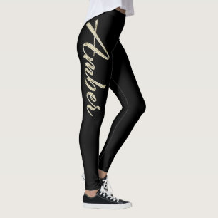 Amber white gold Handwriting Hose Leggings