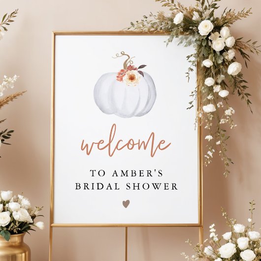 AMBER White Pumpkin Fall Brautparty Willkommen Poster