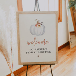 AMBER White Pumpkin Fall Bridal Shower Welcome Poster