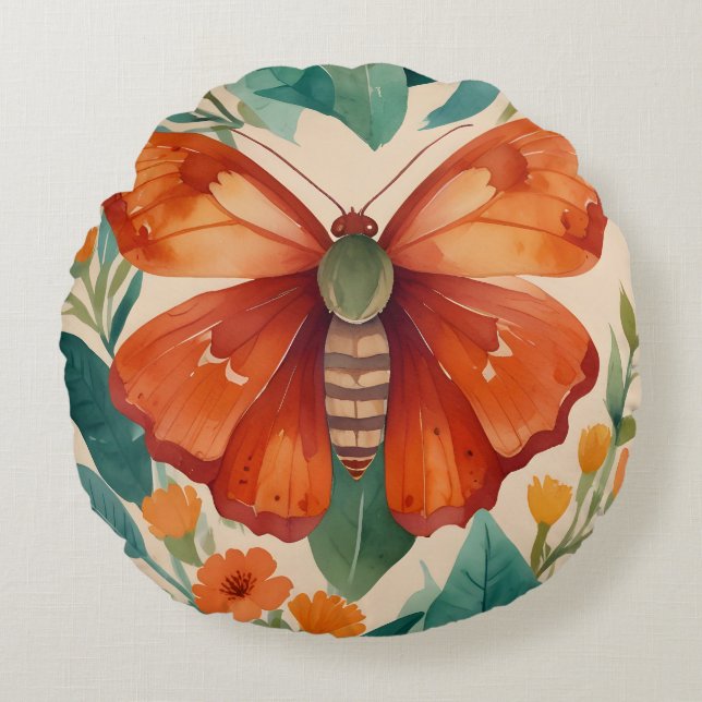 Amber Wings Rundes Kissen (Vorderseite)