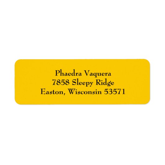 Amber Yellow Einfache Schlichte Rücksendeadressen- (Vorne)