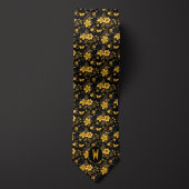Amber Yellow Floral Black Krawatte