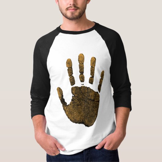 Amber Yellow Human Handprint Art T-Shirt (Vorderseite)