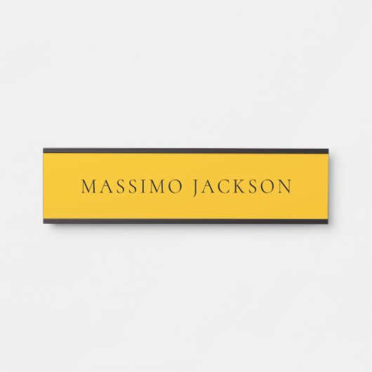 Amber Yellow Minimalist Plain Modern Aesthetic Türschild (Vorderseite )