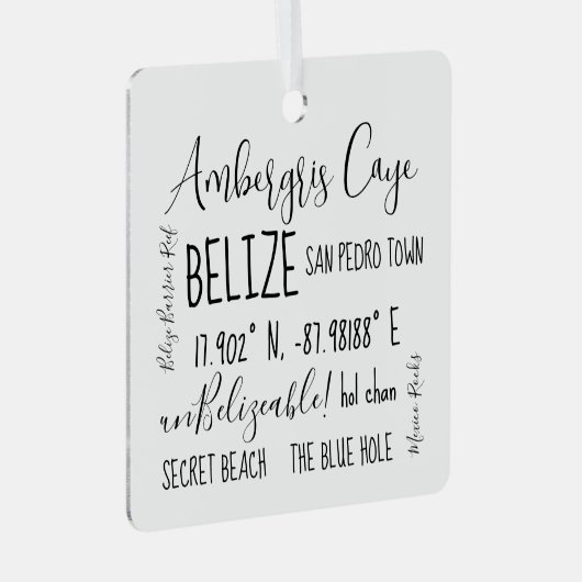 Ambergris Caye Belize Metal Ornament (Vorderseite Rechts)