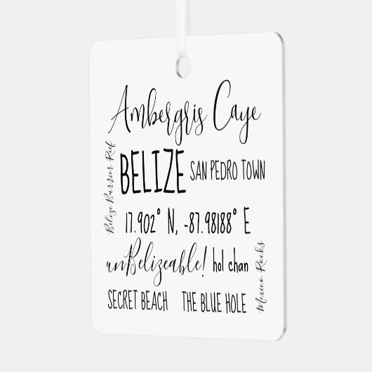 Ambergris Caye Belize Metal Ornament (Vorderseite links)