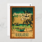 Ambergris Caye Belize Vintag Palmen Trees Souvenir Postkarte (Vorne/Hinten)