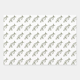Amberjack in Army Green on White in Large Geschenkpapier Set