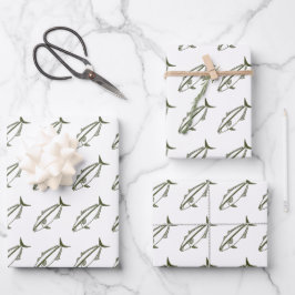 Amberjack in Army Green on White in Large Geschenkpapier Set