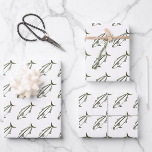 Amberjack in Army Green on White in Large Geschenkpapier Set