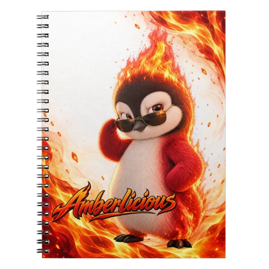Amberlicious Fire Penguin Sunglasses Funny Notizblock (Vorderseite)