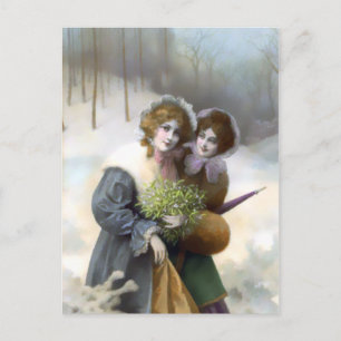 Amberwood Stroll, Vintage Weihnachtslandschaft Feiertagspostkarte