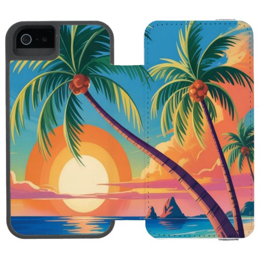 Ambiance Estivale Incipio iPhone Geldbeutel-Hülle (Folio Geöffnet)