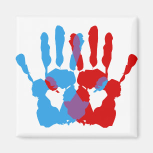 Ambidextrie Hand Symbol Print Color Paint Pattern. Magnet