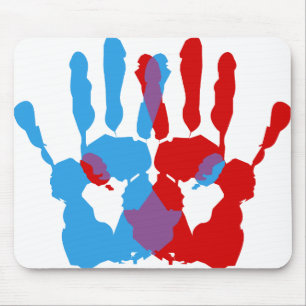 Ambidextrie Hand Symbol Print Color Paint Pattern. Mousepad