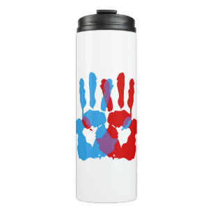 Ambidextrie Hand Symbol Print Color Paint Pattern. Thermosbecher