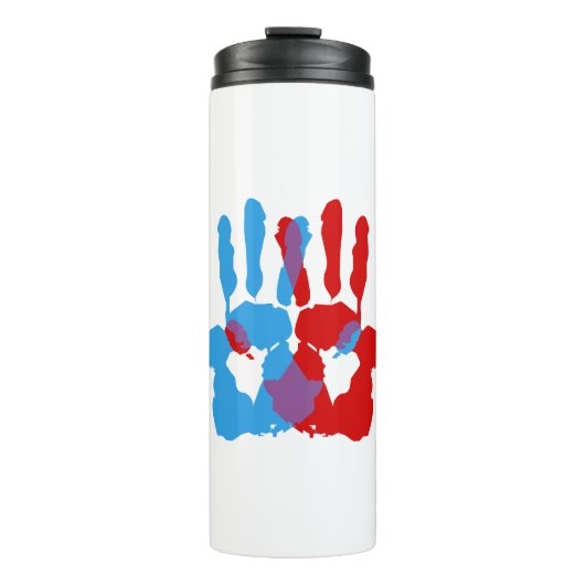 Ambidextrie Hand Symbol Print Color Paint Pattern. Thermosbecher (Vorderseite)