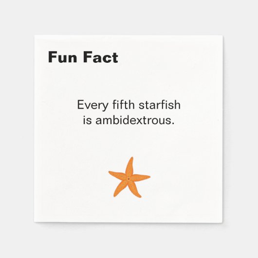 Ambidextrous Starfish Fun Fact Cocktail Serviette (Vorderseite)