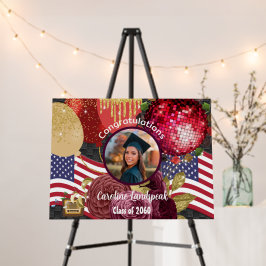 Ambience Red Disco Ball USA Flag Abschluss Welome