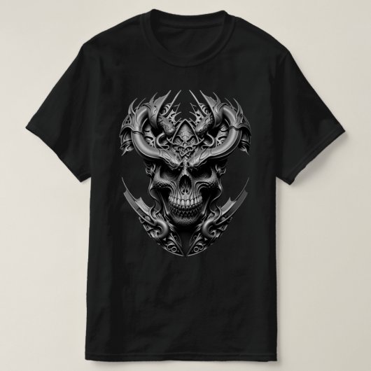 Ambiges Art Dragon Alien Kreatur Schädeldesign T-Shirt (Design vorne)