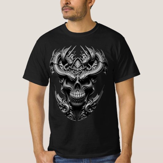 Ambiges Art Dragon Alien Kreatur Schädeldesign T-Shirt (Vorderseite)