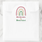Ambition ist ein wunderschöner motivierend Boho Re Runder Aufkleber (Tasche)