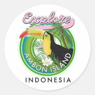 Ambon Island Indonesien - Reiselogo Runder Aufkleber