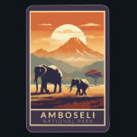 Amboseli Nationalpark Kenia Reisen Vintag Magnet<br><div class="desc">Amboseli Vektorgrafik Design. Es ist bekannt für seine großen Elefantenherden und die Aussicht auf den immensen Kilimanjaro,  über die Grenze zu Tansania.</div>