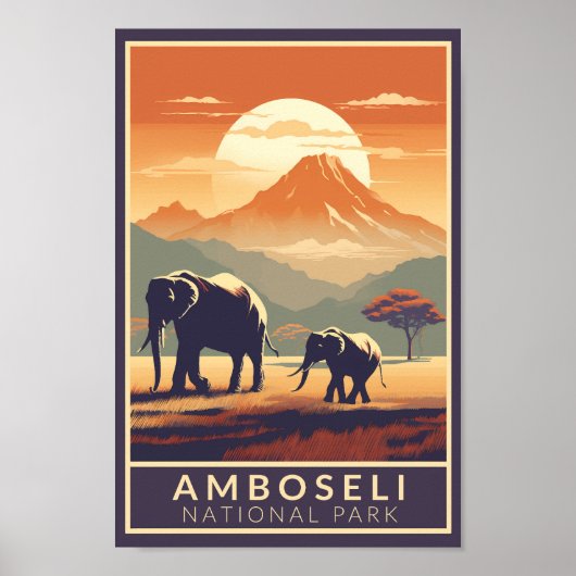 Amboseli Nationalpark Kenia Reisen Vintag Poster (Vorne)