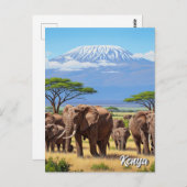 Amboseli Nationalpark Kenya Elefanten Postkarte (Vorne/Hinten)