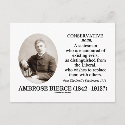 Ambrose Bierce Conservative The Devil's Dictionary Postkarte (Vorderseite)