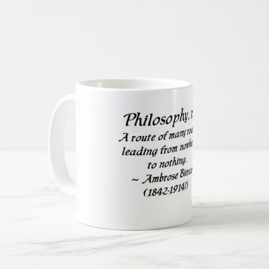 Ambrose Bierce über Philosophie Kaffeetasse (Vorderseite Links)