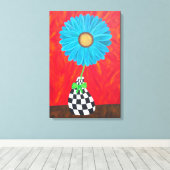 Ambrosino Art Blue Blume Vase Wall Leinwand (Insitu (Holzboden))