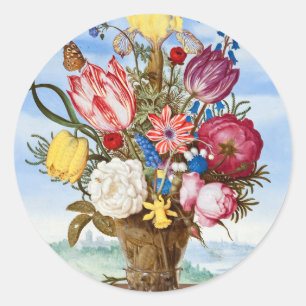 Ambrosius Bosschaert Blumenstrauß Stillleben Runder Aufkleber