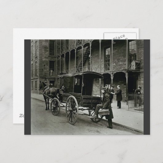 Ambulance Bellevue Hospital, New York City 1895 Postkarte (Vorne/Hinten)